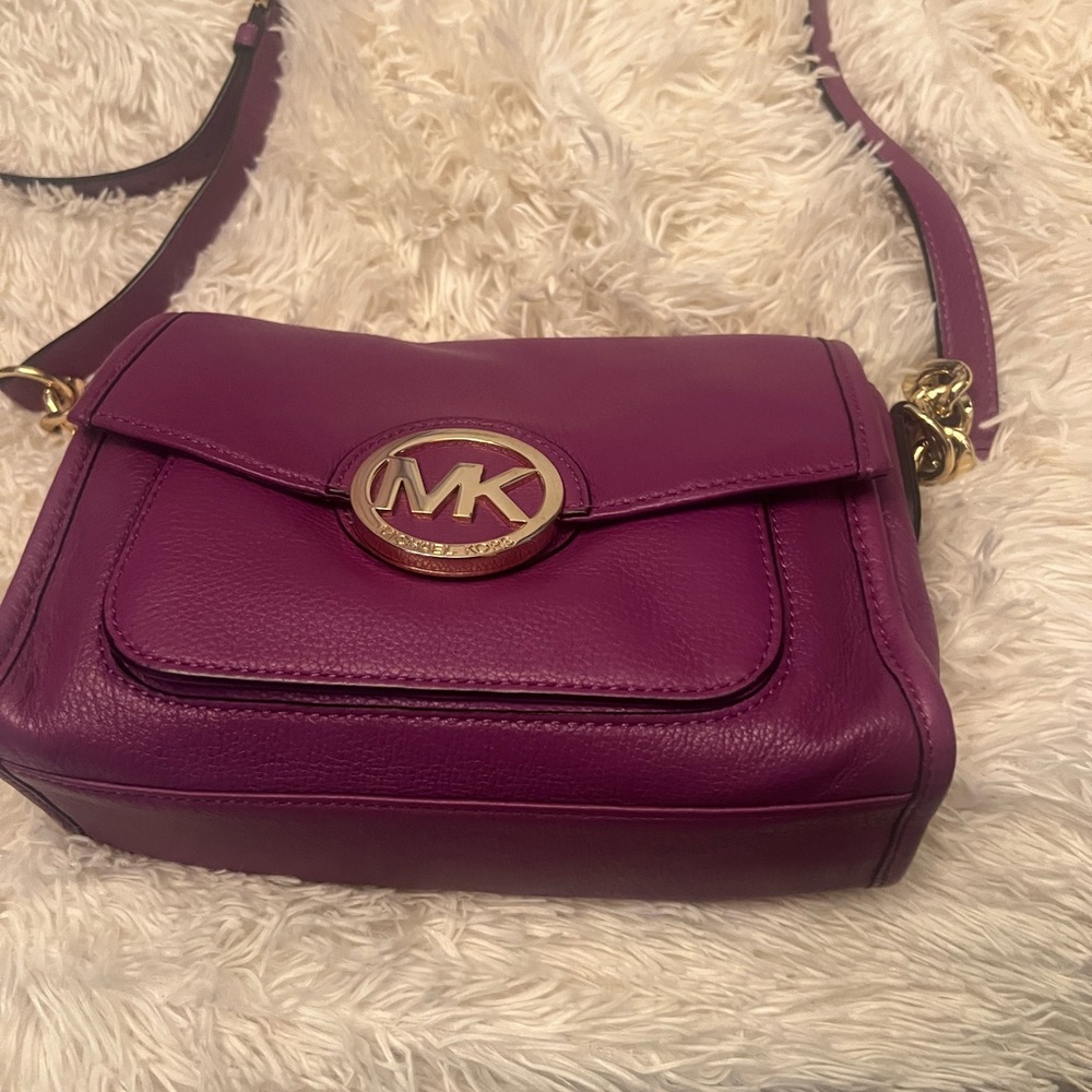Michael Kors Purple Leather Crossbody Bag